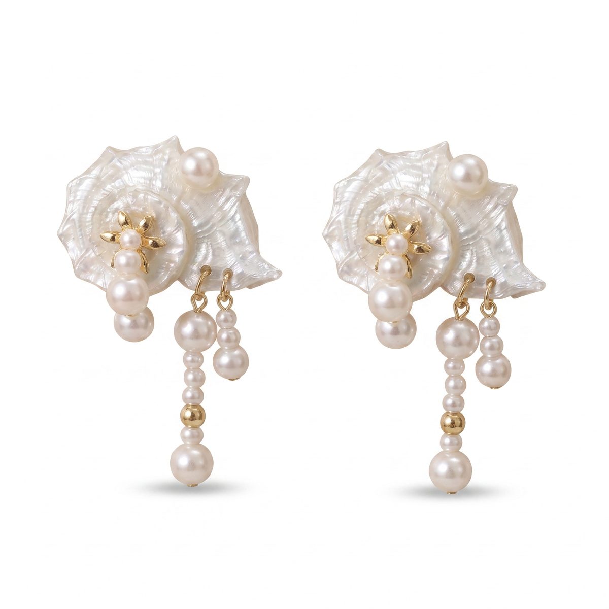 Mother of Pearl Scallop Drop Earrings