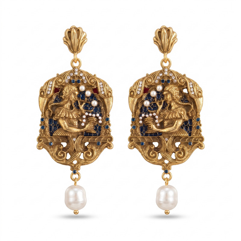 Art Nouveau Muse Filigree Earrings High Resolution Zoom