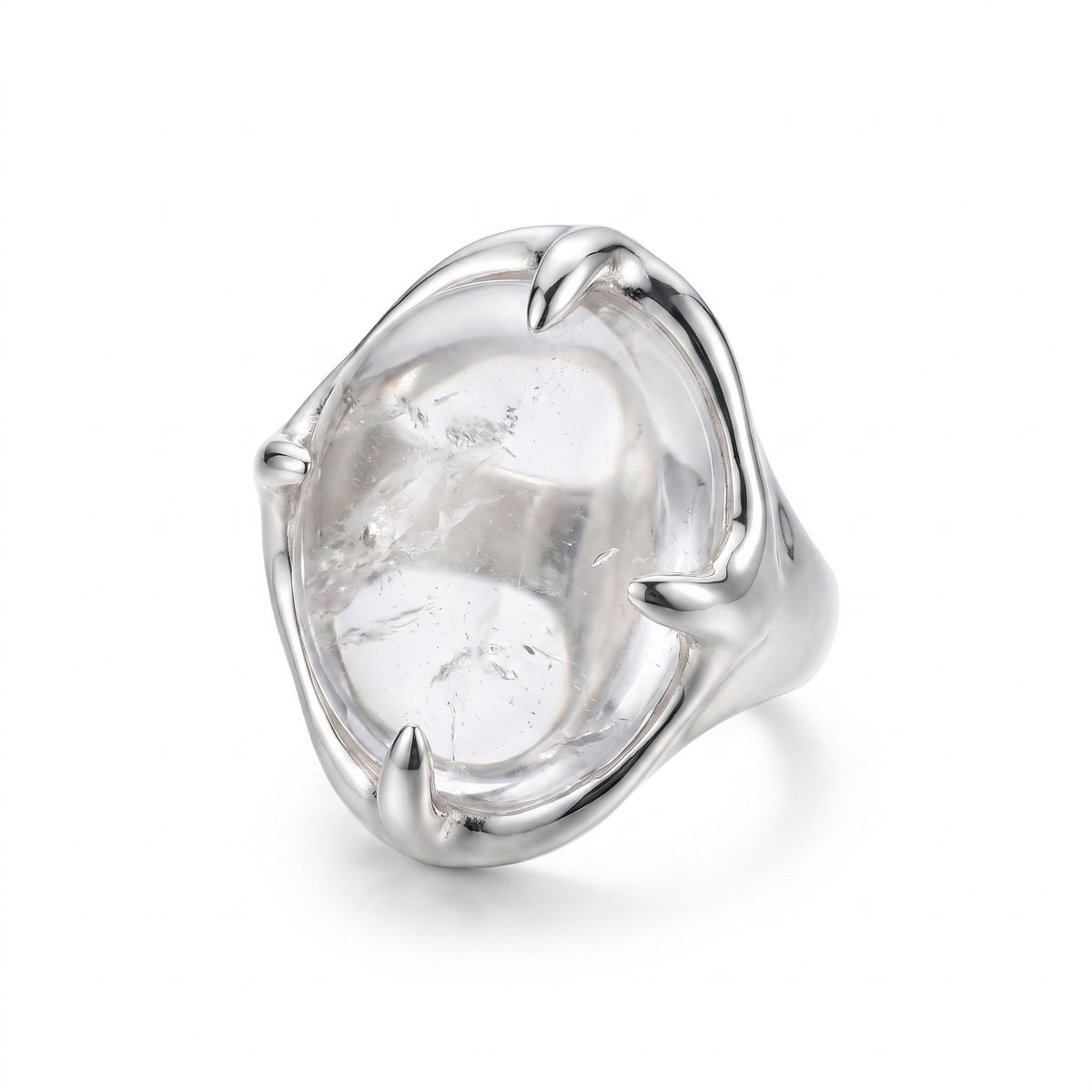 Sculpted Talon Claw Quartz Orb Ring