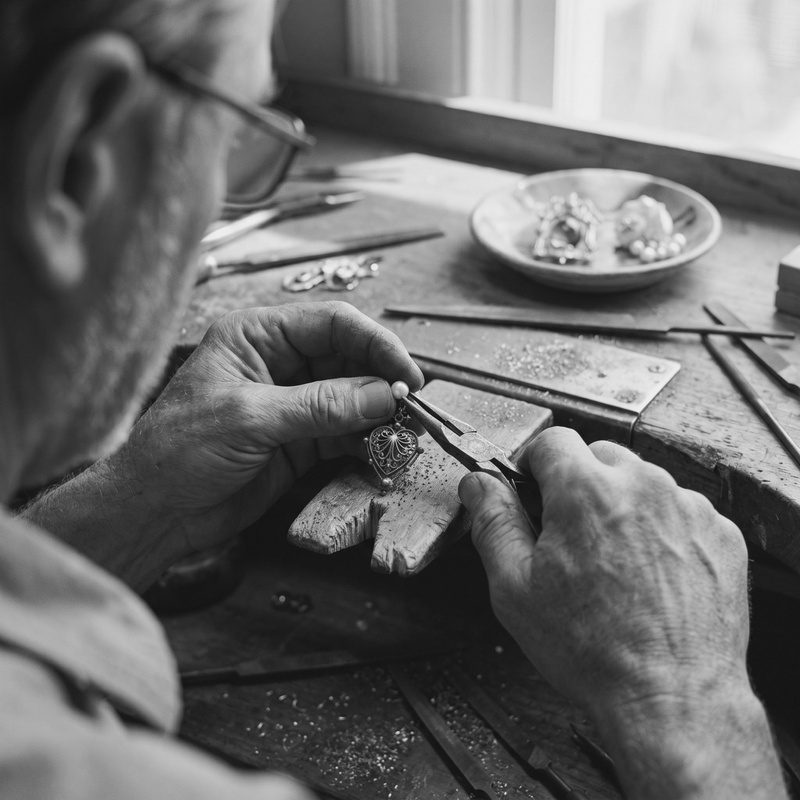 Artisan jewelry making process at workshop