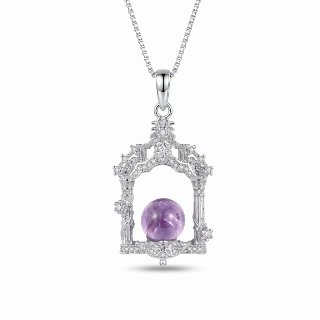 Gothic Cathedral Window Amethyst Pendant