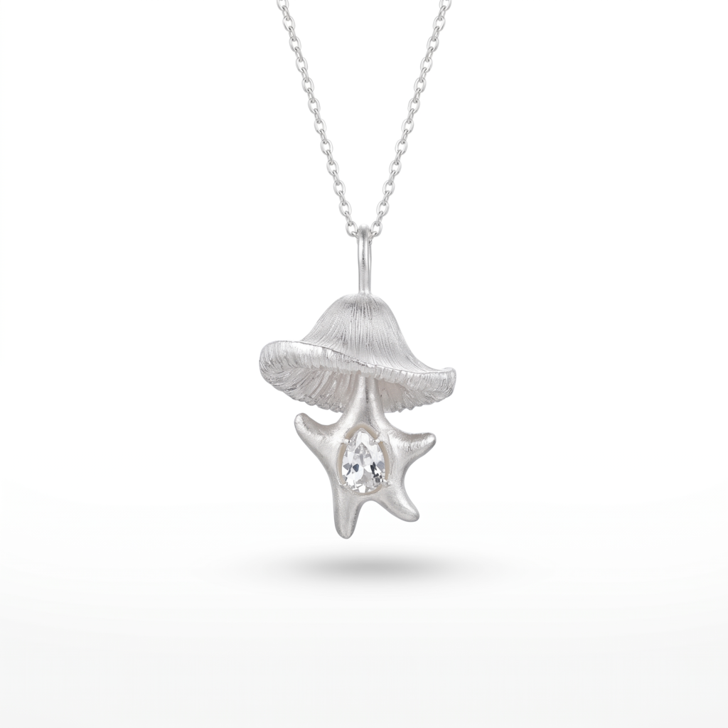 Solid Silver Woodland Mushroom Pendant